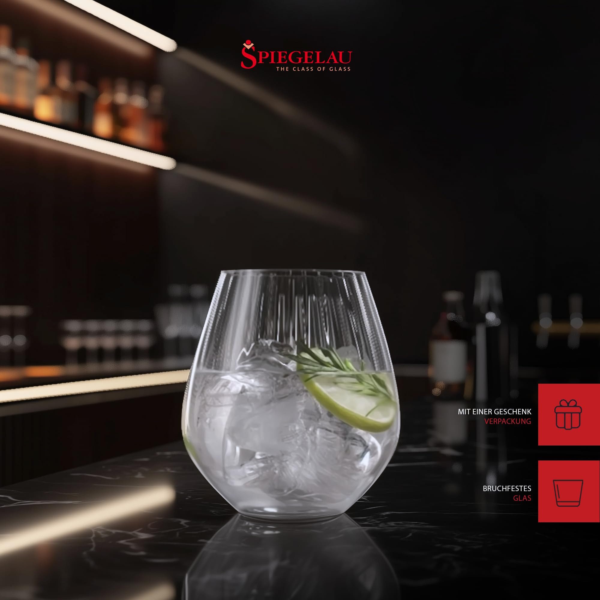 SPIEGELAU Cocktailglas Gin Tonic Becher 625 ml 4er Set, 4-tlg., Glas