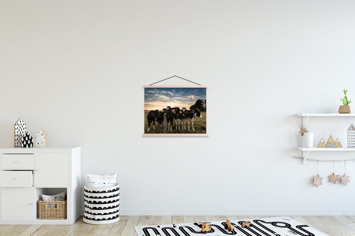 MuchoWow Poster Tiere - Kuh, (1 St), Posterleiste, Textilposter für Wohnzimmer, Bilderleiste, Magnetisch