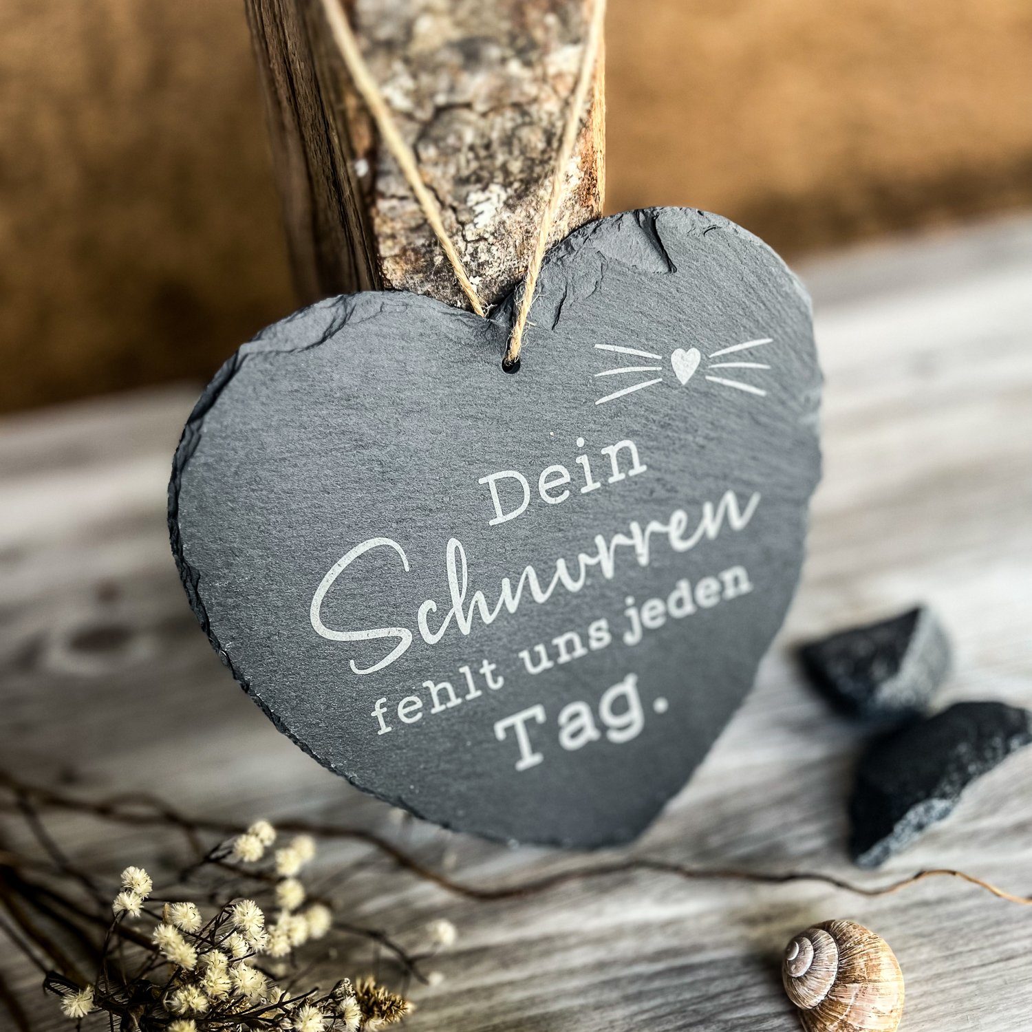 Spruchreif® Dekohänger Großes Schieferherz mit Gravur, Wanddeko
