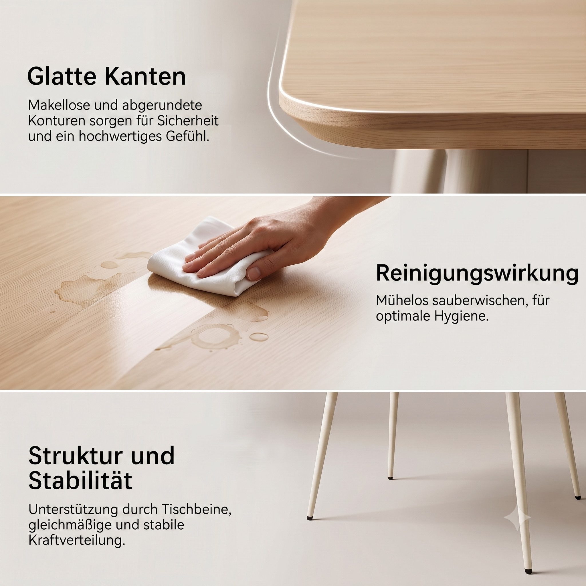 Jiexi Essgruppe Esstisch Set 5-teilig 120x69 MDF Eichenoptik Kombi mit Samt Stühlen – Bild 5 von 5