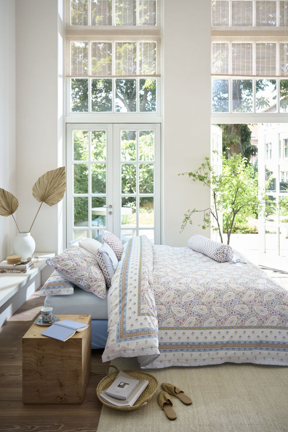 PiP Studio Bettwäsche Bettwäsche DE PIP Kairi Bloom Light Blue 135x200 Hellblau, Perkal, 1 teilig, 135 x 200 cm + 1x 80 x 80 cm