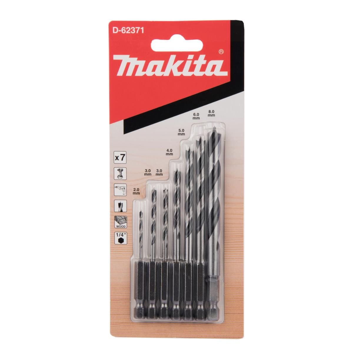 Akku-Multifunktionswerkzeug Makita 7-tlg. Holzbohrerset, 1/4" Holz • 7 teilig • 1/4"