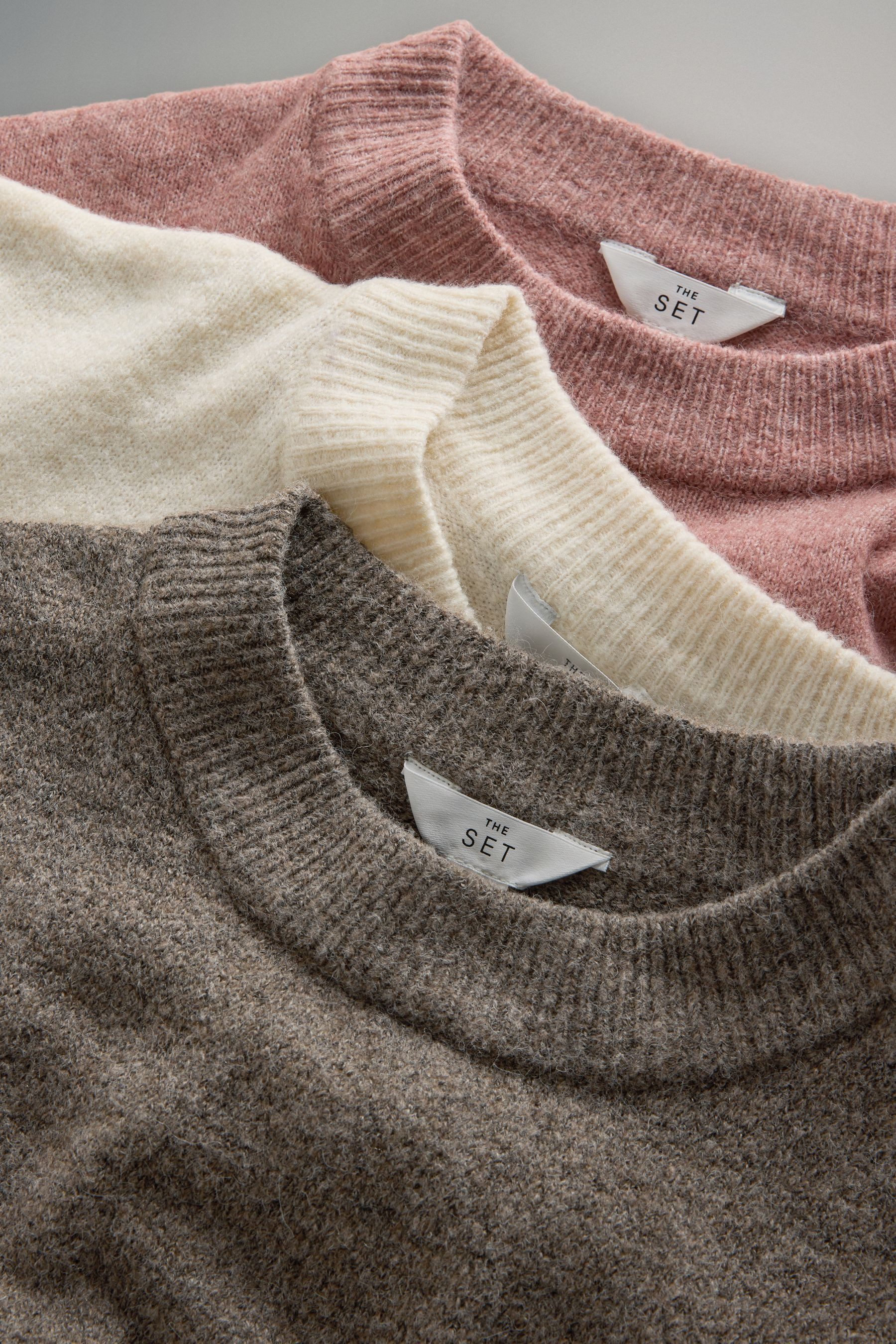 The Set Rundhalspullover The Set Rundhalspullover mit Wolle, 3er-Pack (3-tl günstig online kaufen