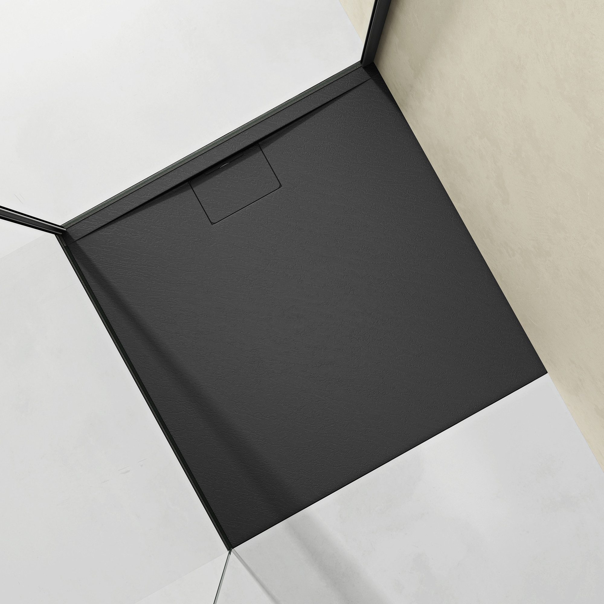 doporro Duschwanne Duschtasse flach aus Mineralguss DIN-Anschlüsse Boden Geoma07, Quadratisch, Mineralguss, BxT: 70-100cm x 80-160cm, Wahlweise mit oder ohne Ab – Bild 5 von 5