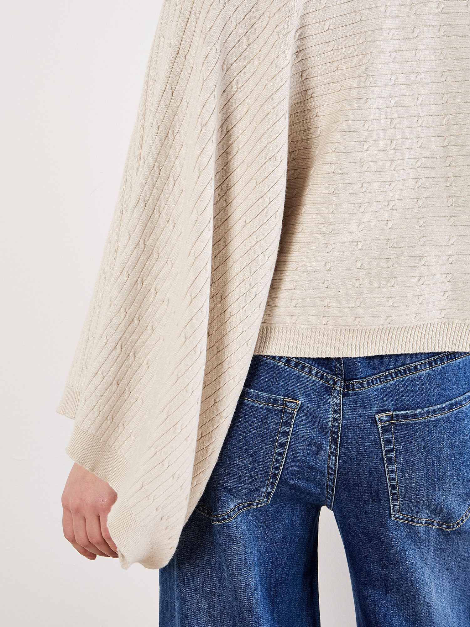 Apricot Strickpullover Pullover-Cape mit Zopfmuster