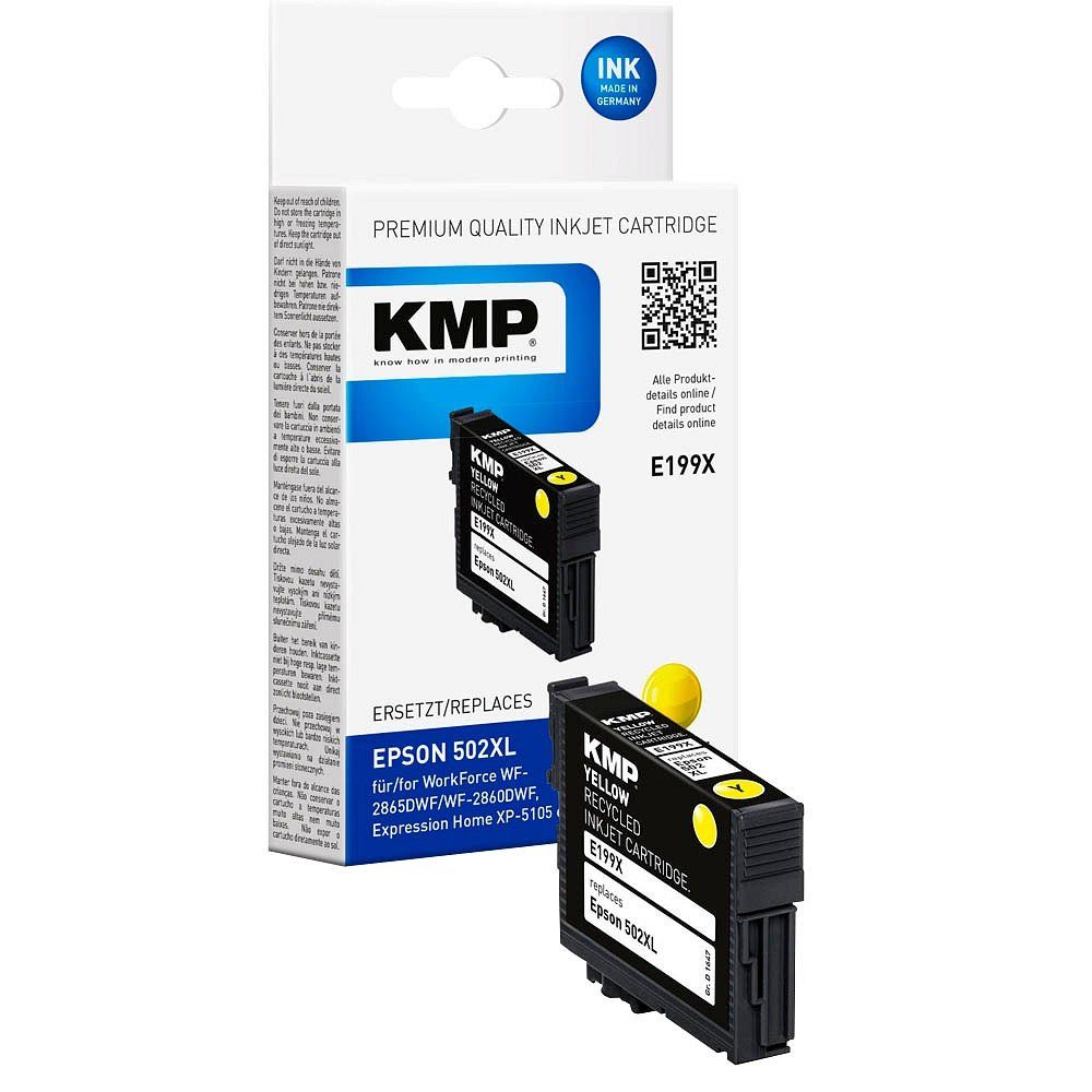 1-tlg) KMP 502XL 1 Farbe, yellow gelb (1 Tintenpatrone E199X - ERSETZT Tinte