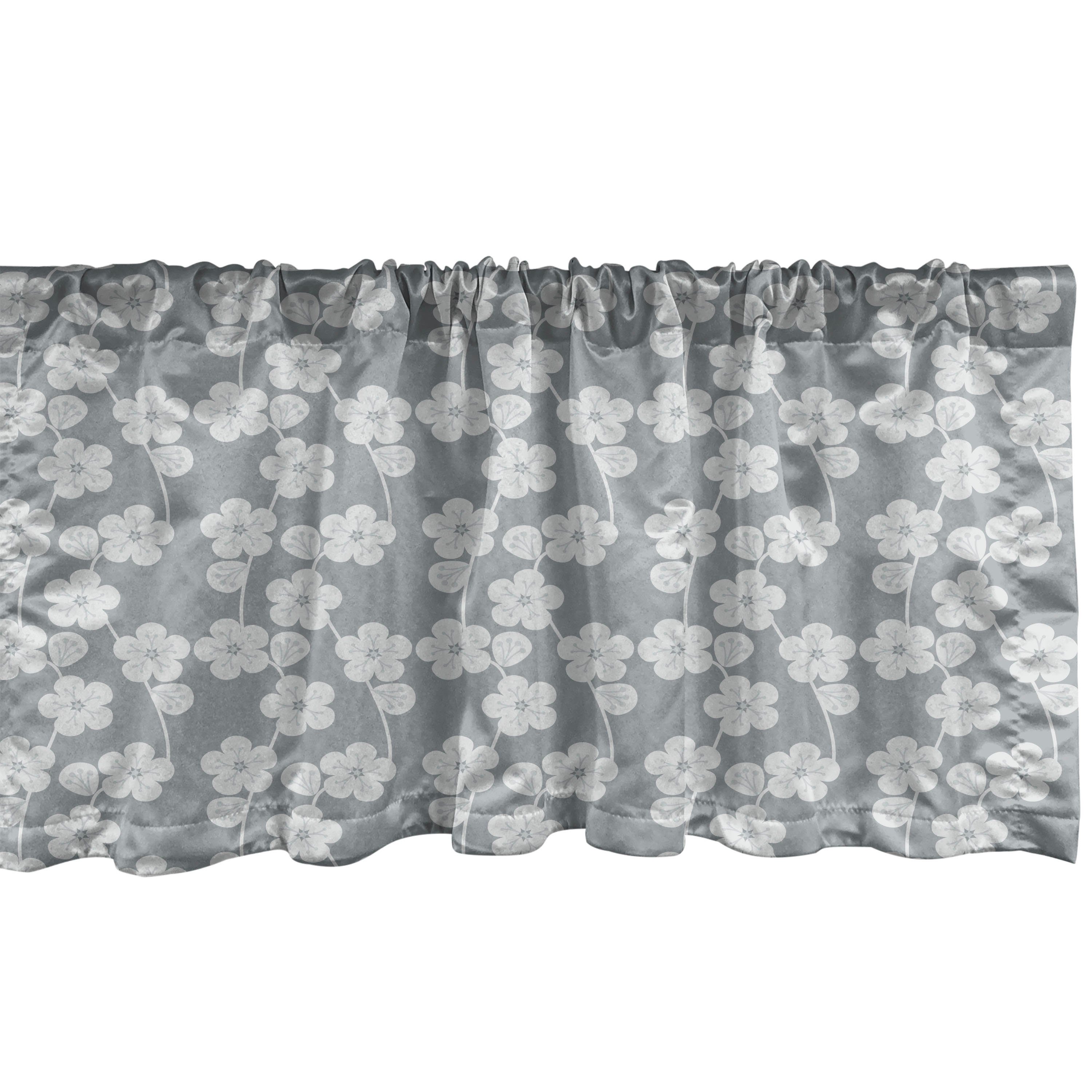 Vorhang Stangentasche, mit Volant für Microfaser, Küche Dekor Abakuhaus, Schlafzimmer Blumen-Knospen-Weinlese Geometrisch Scheibengardine
