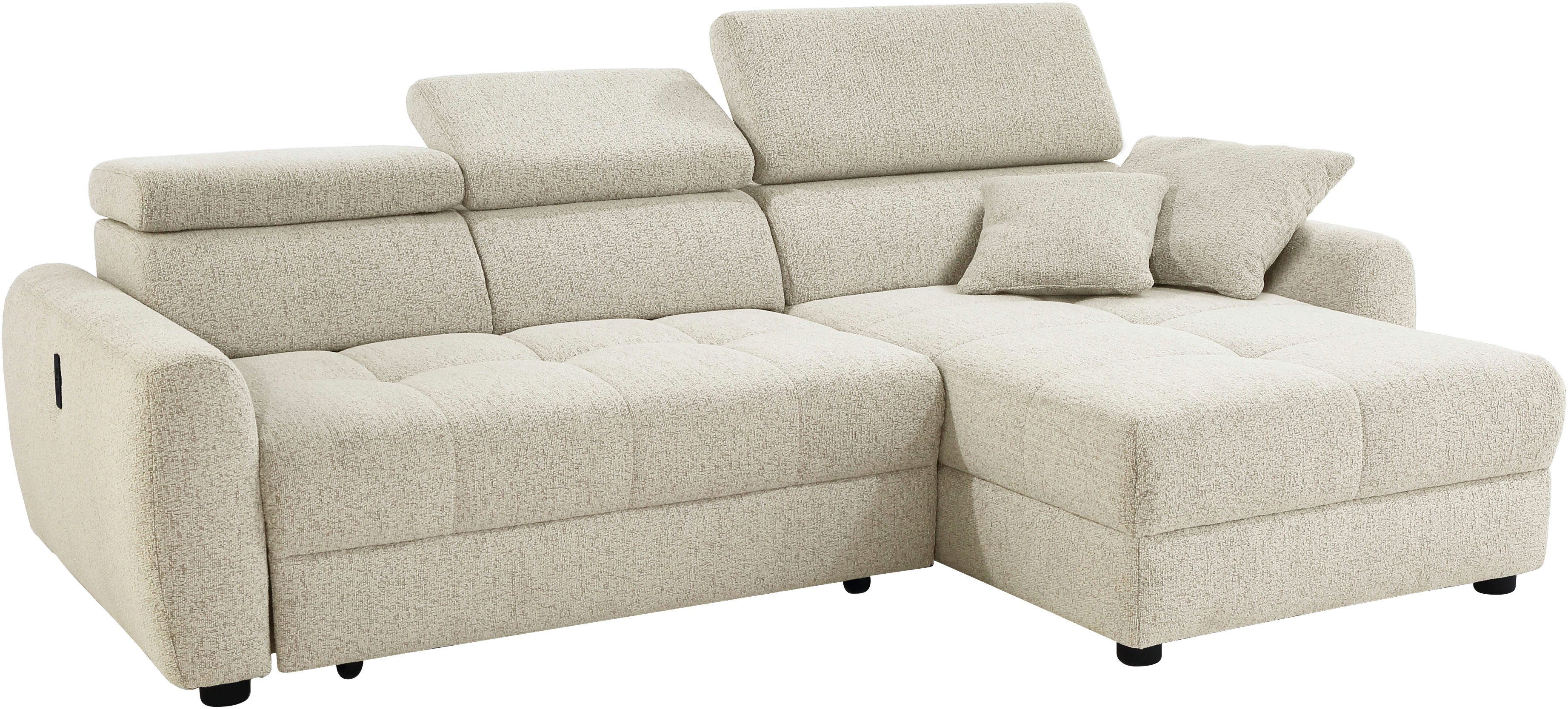 Jockenhöfer Gruppe Ecksofa Move, L-Form, B: 270cm, mit 60 cm elektrischer Sitztiefenverstellung, 140kg Belastbarkeit je Sitz, Kopfteilverstellung & USB-Anschluss