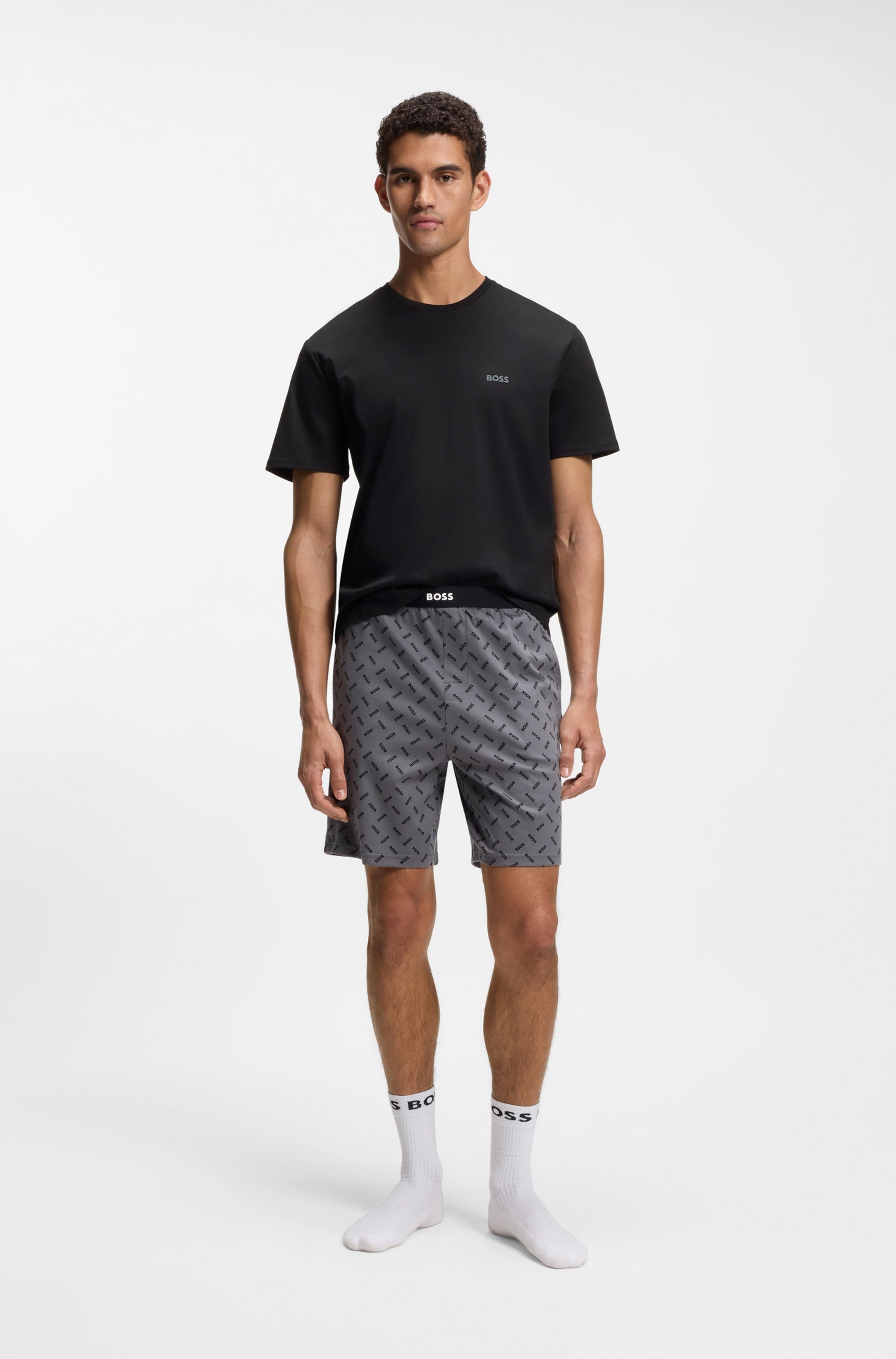 BOSS Shorty Relax (Set, 2 tlg) mit Logo Details, regular fit, mit elastischem Bund