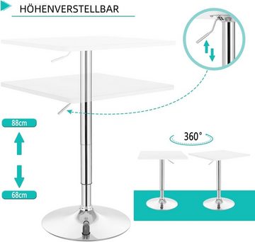 Woltu Bartisch, mit Trompetenfuß drehbar Tischplatte aus MDF höhenverstellbar