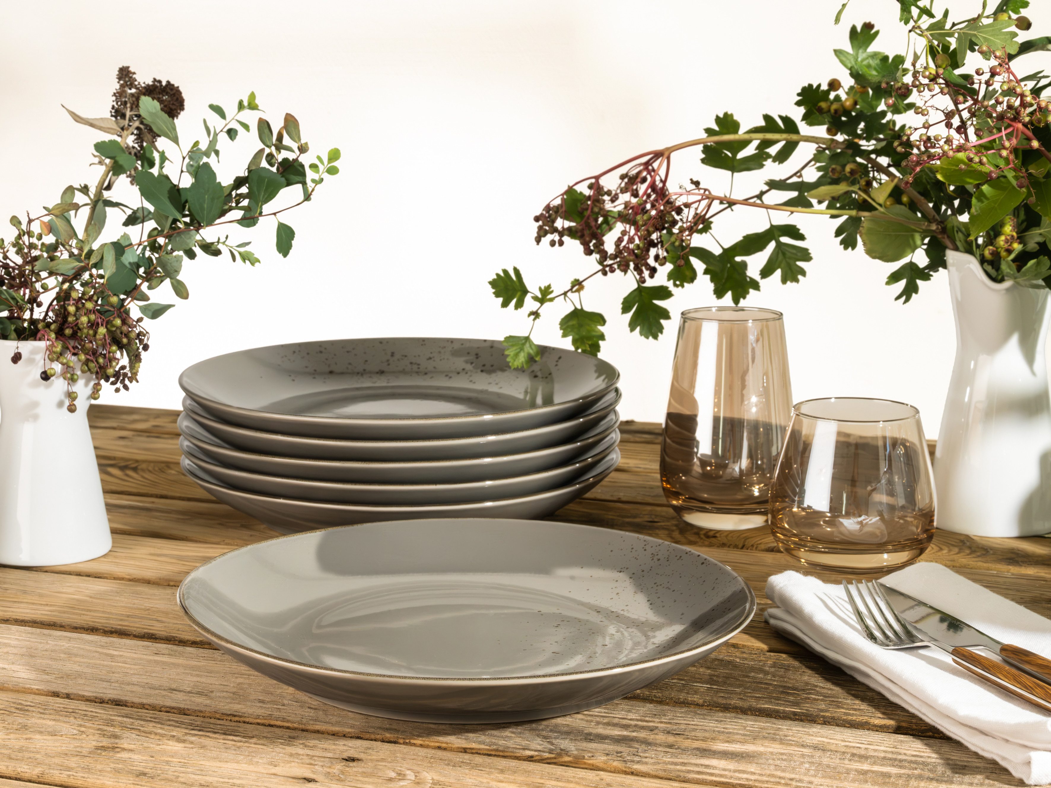 creaTable Speiseteller Essteller NATURE COLLECTION, (6 St), Teller Set für 6 Personen, Ø 27 cm, Steinzeug, flache Teller – Bild 5 von 5