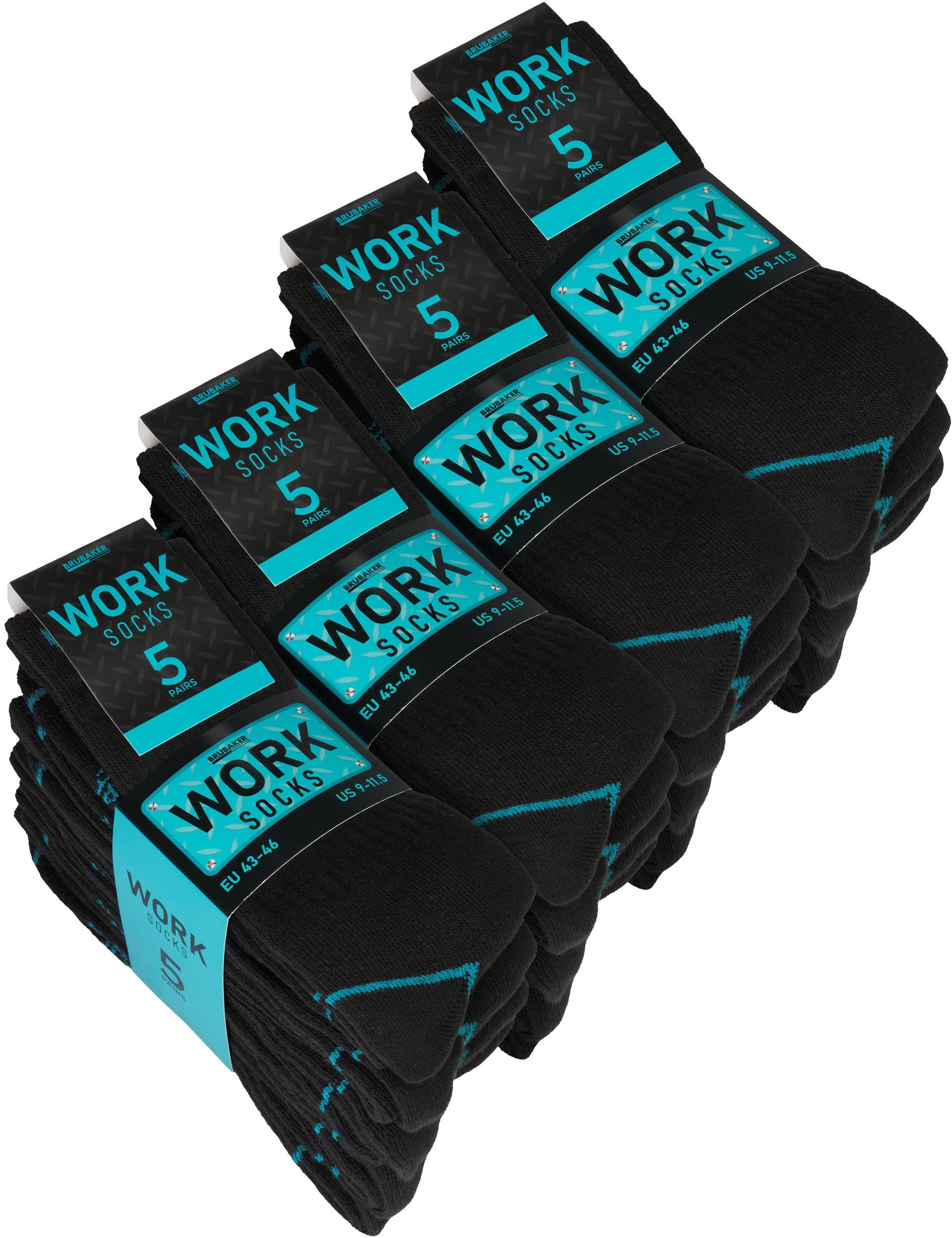 BRUBAKER Arbeitssocken für Herren - 10 oder 20 Paar Work Socken - Schwarz T günstig online kaufen