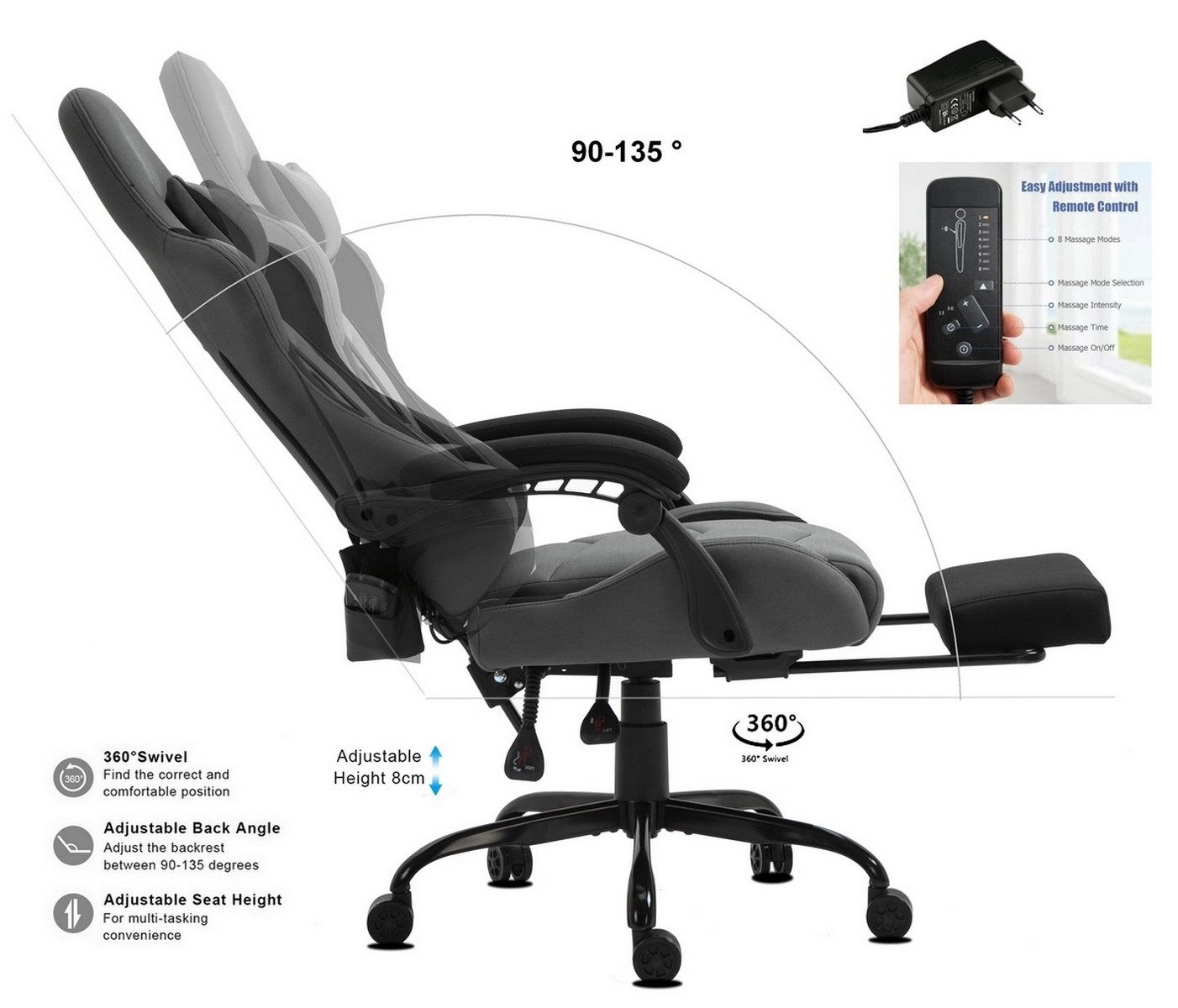 Delman Gaming-Stuhl Bürostuhl,Chefsessel Massagefunktion mit 6 günstig online kaufen