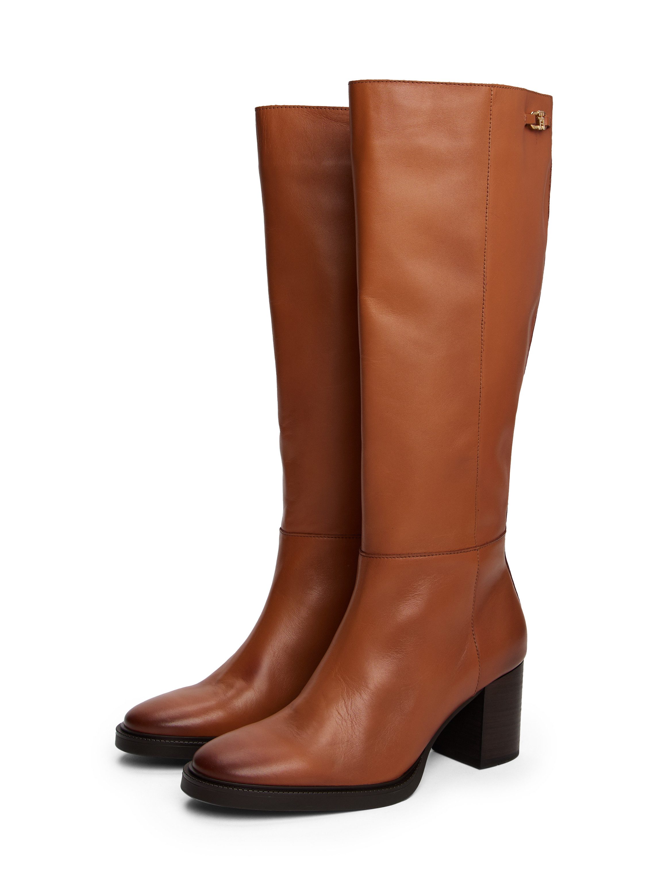 Tommy Hilfiger STACKED HEEL LEATHER LONG BOOT Stiefel, Blockabsatz, Langsch günstig online kaufen