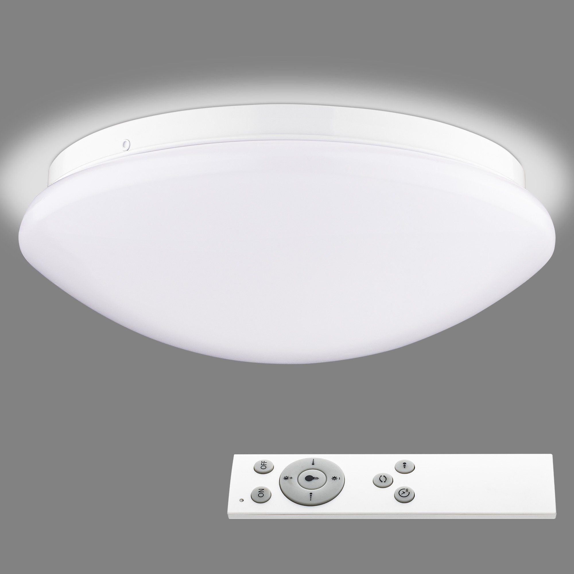 Navaris LED Deckenleuchte, LED fest integriert, LED Deckenlampe rund -  Milchglas-Effekt - 18W - dimmbar - 29cm