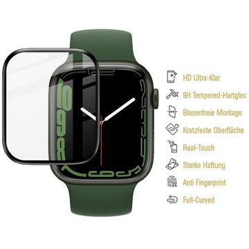 Protectorking Schutzfolie 1x Plexiglas für Apple Watch 7/ 8 45mm FULL CURVED Displayschutz Panze, (1-Stück), Rand