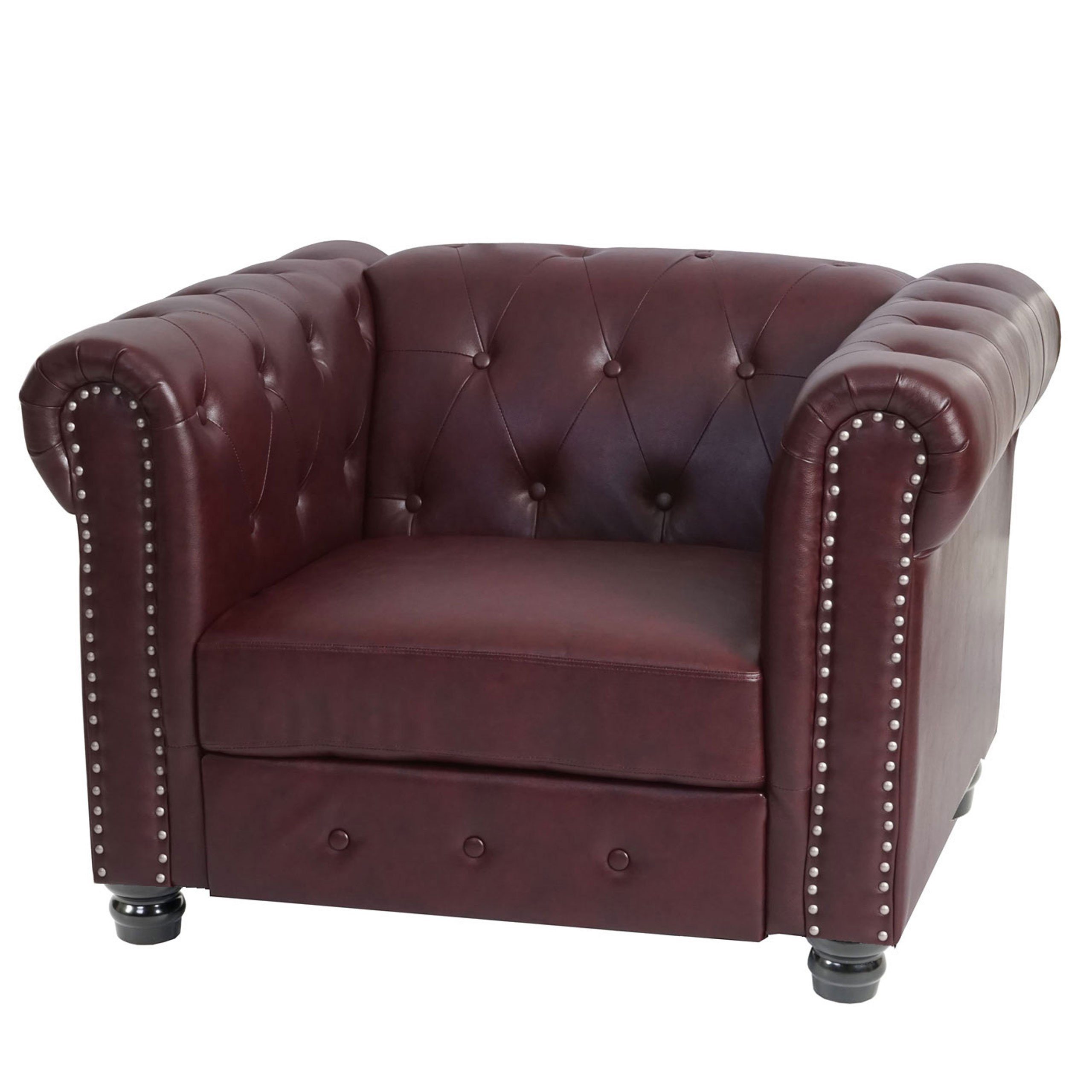 mit Rautenmuster Stil Loungesessel Polsterung, Chesterfield Edinburgh, MCW Extradicke rot-braun