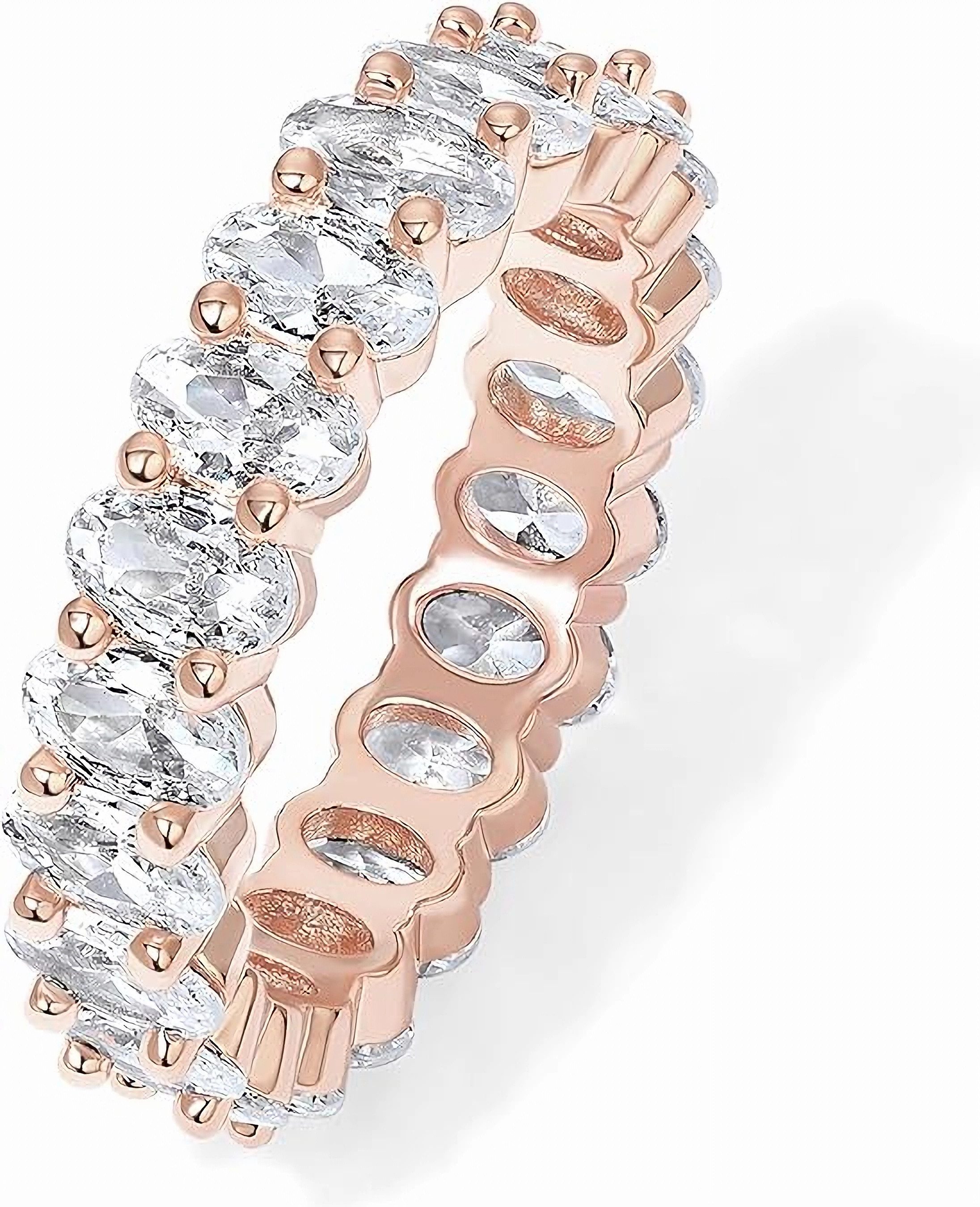 Jumpeak Diamantring 585 Roségold, oval geschliffener Labordiamant, Damenring, Luxus-Stapelring perfektes Weihn-/Geburtstags-/ für sie