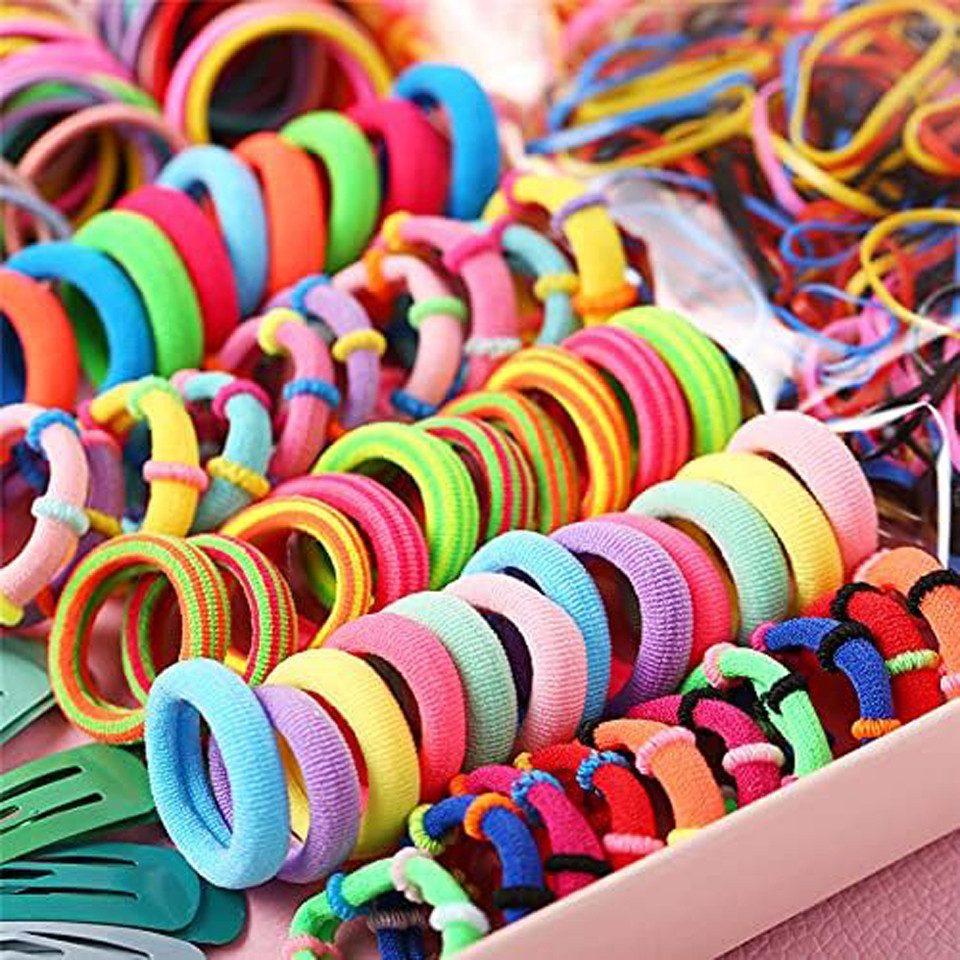 Coonoor Haargummi Haarband Haargummis Mädchen Set 780 Stück, 780-tlg., Bunt Elastisch Haarschmuck, mit Haarspange