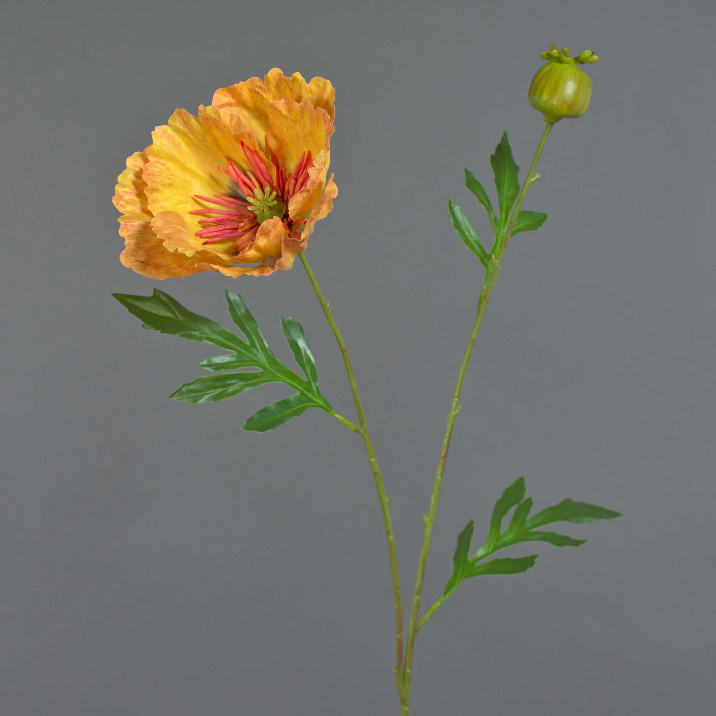 Kunstzweig Künstliche Mohnblume Edessa, orange-gelb, 80cm Mohnblume, artplants, Höhe 80.0 cm