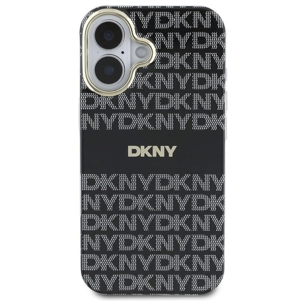 DKNY Handyhülle Schutzhülle Rückschale Magnethülle 6,1 Zoll, MagSafe, Hardcase, TPU/PC, goldfarbenes Logo