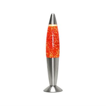 Licht-Erlebnisse Lavalampe TIMMY, Tischlampe Silber Orange Glitter atmosphärisch 33 cm Jugendzimmer