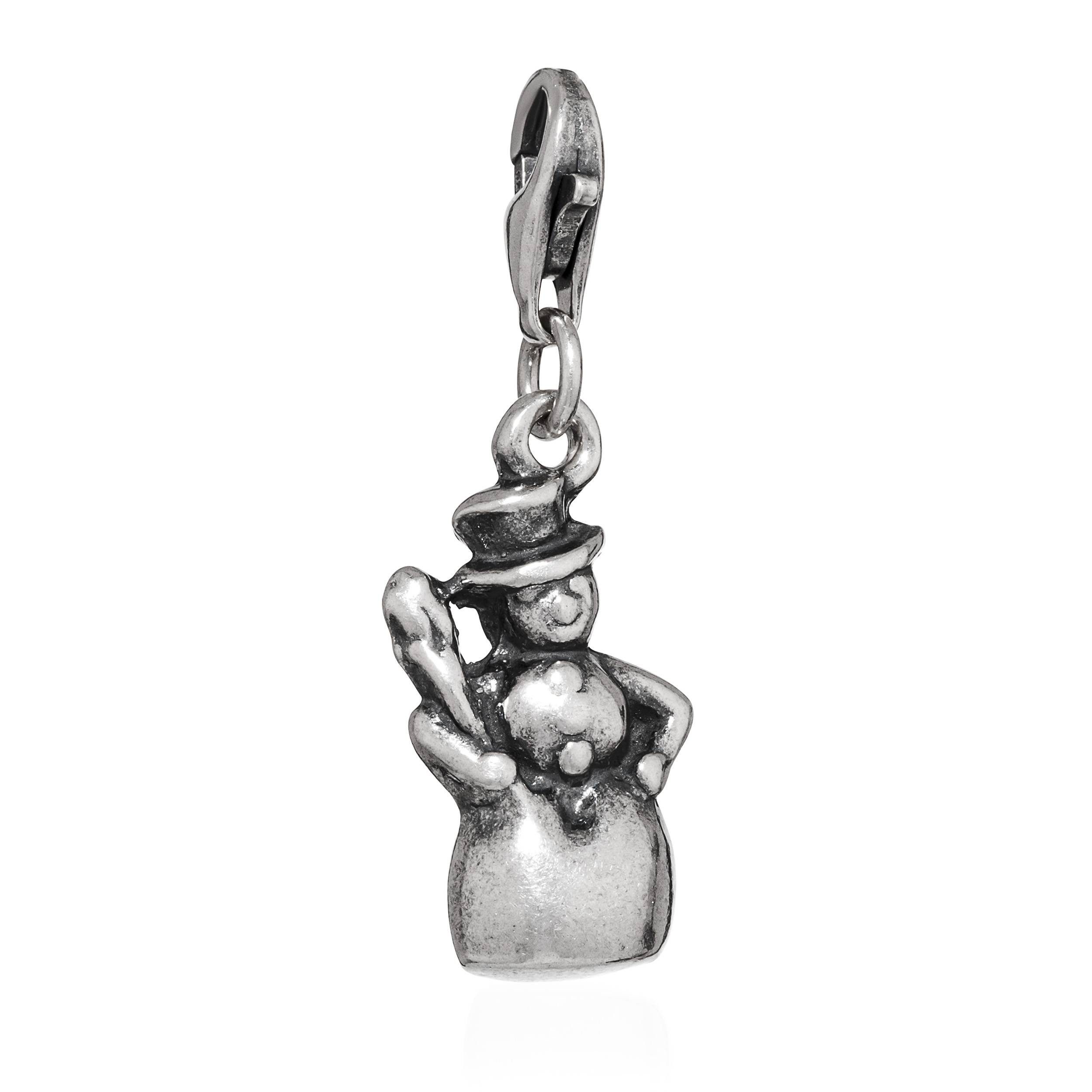 NKlaus Charm-Einhänger Weihnachtlicher Schneemann Подвески талисманы 925 Silber antik 26mm Bettel