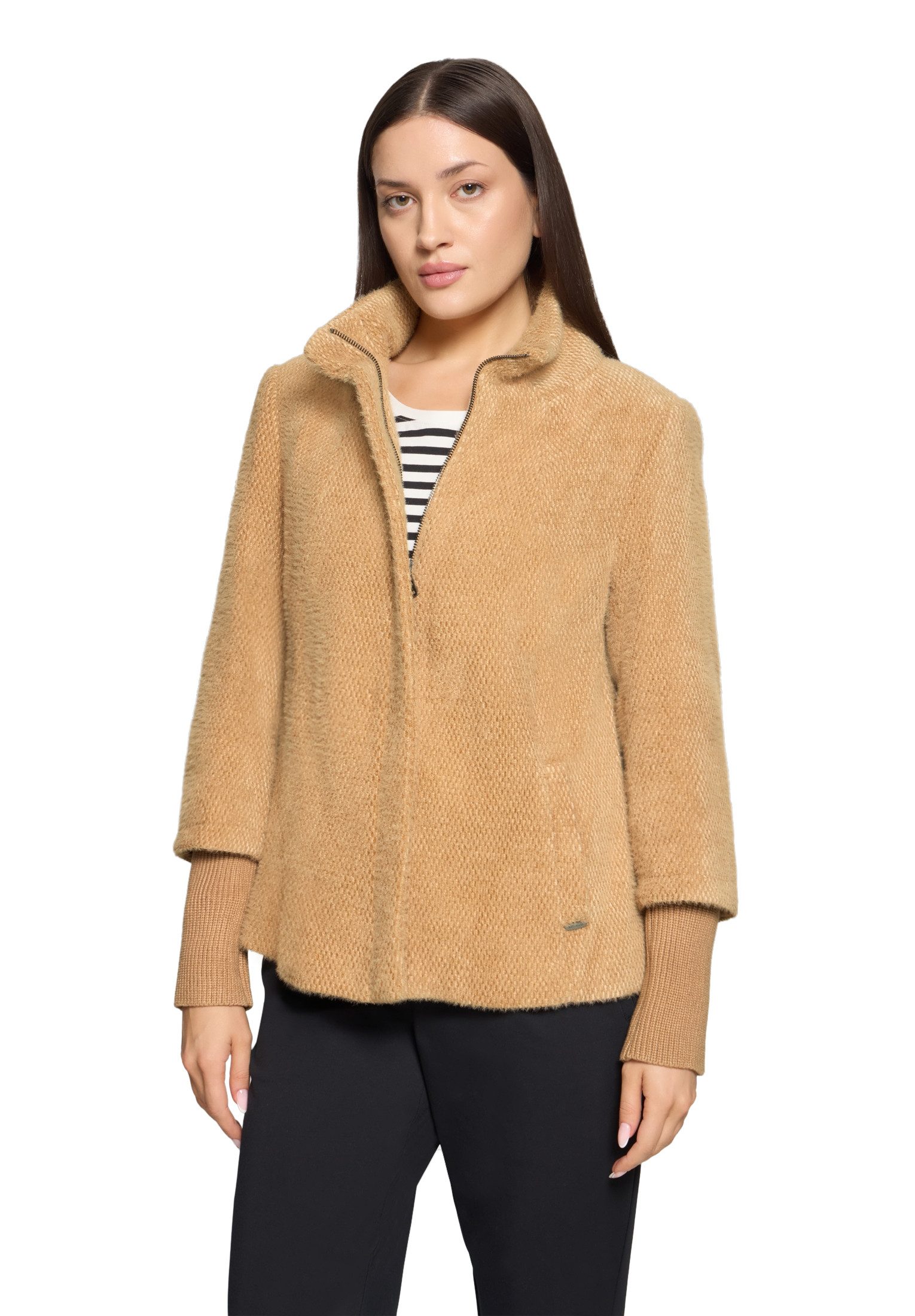 Betty&Co Fellimitatjacke Damen Kuscheljacke mit Rippbündchen günstig online kaufen