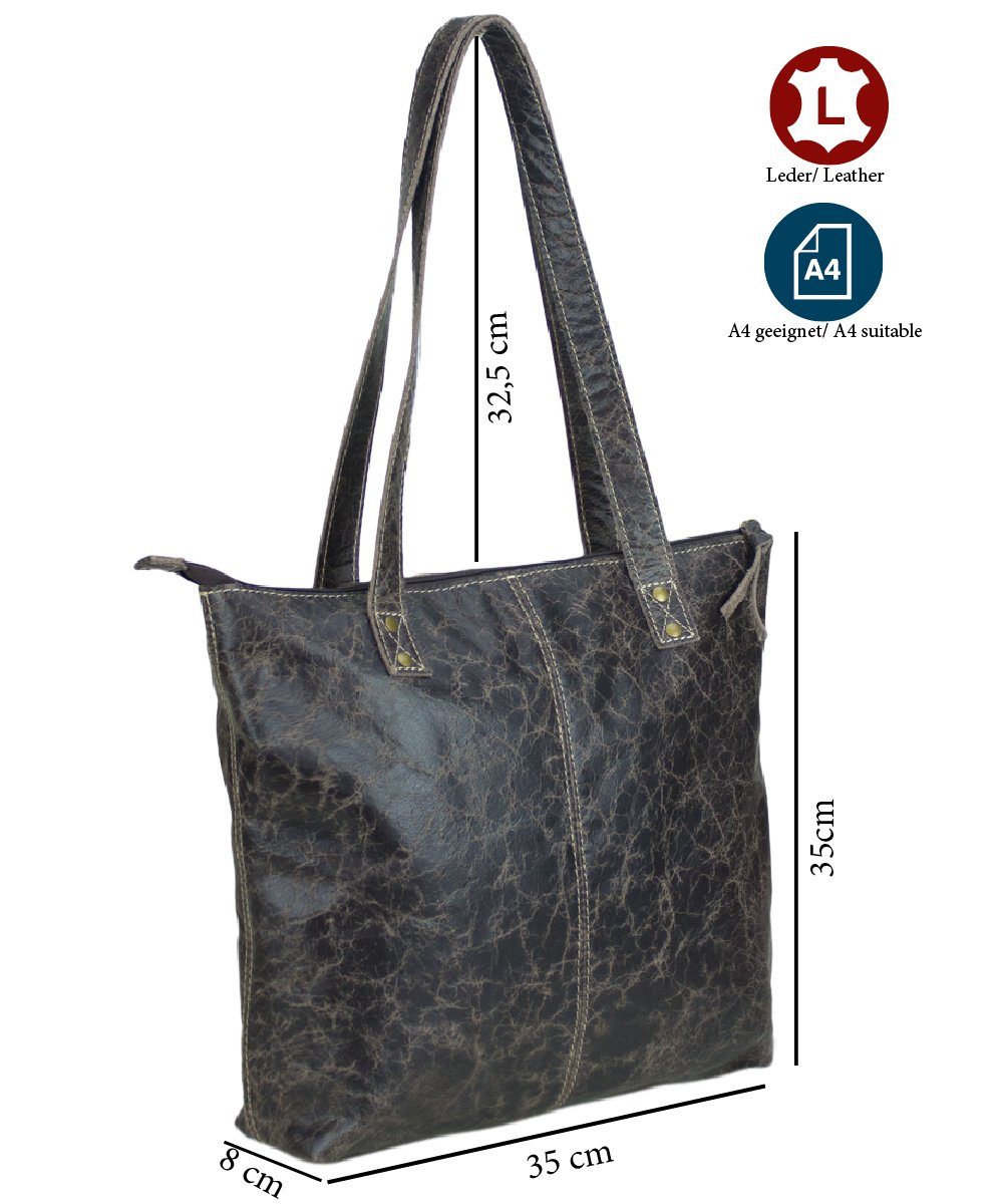 Sunsa Handtasche Leder Handtasche. Braune Shopper. Große Tote in Retro Vintage Design