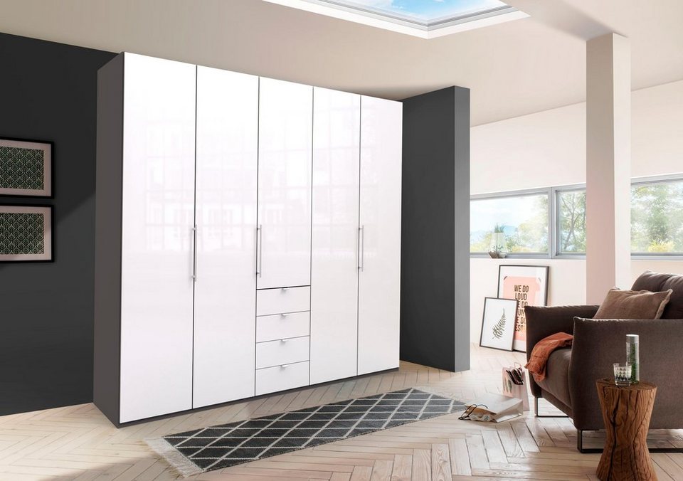 WIEMANN Kleiderschrank Loft Glasfront, Panorama-Öffnung von 2 Türen  ermöglicht Betrachtung des gesamten Innenraums