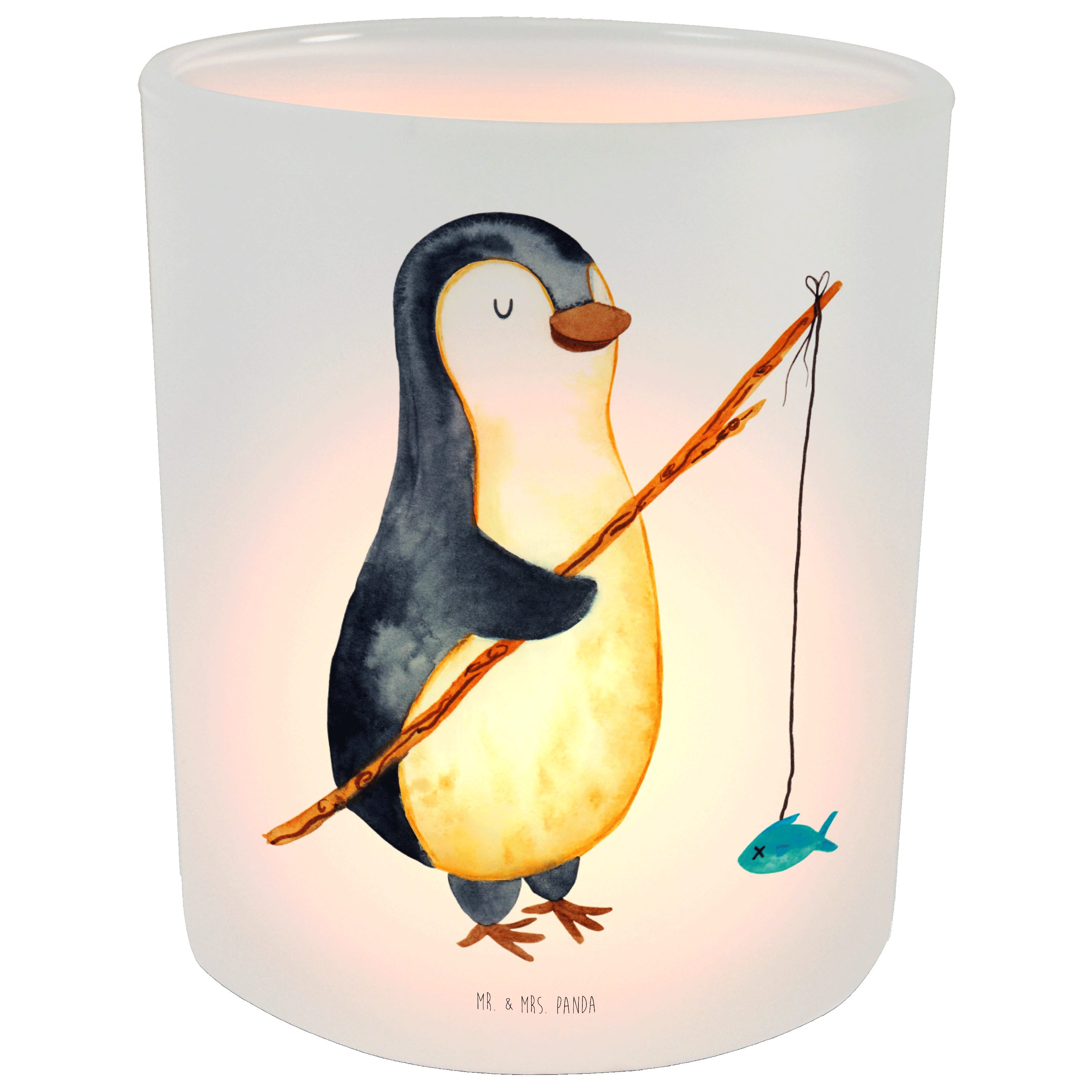 Mrs. Windlicht Fi Mr. - Panda Teelichter, (1 Geschenk, Pinguin Teelichtglas, St) - & Angler Transparent