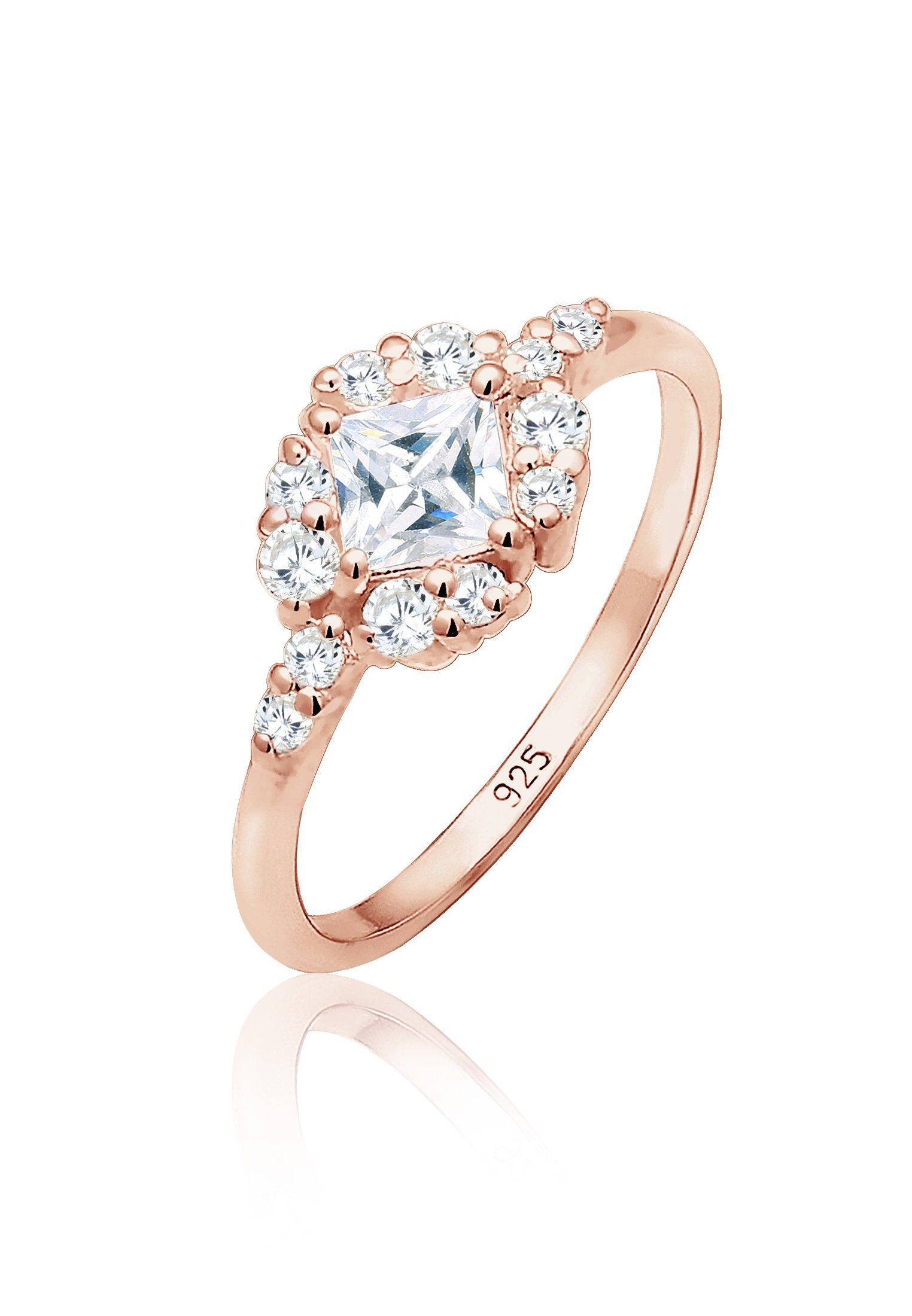 Elli Verlobung Zirkonia 925 Verlobungsring Steine Premium Romantisch Silber Rosegold