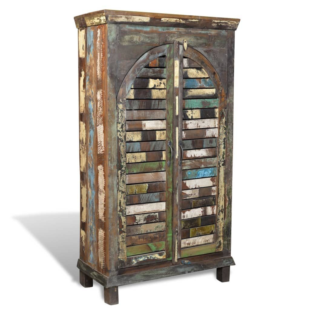 furnicato Bücherregal Bücherschrank Altholz Mehrfarbig mit 3 Ablagen & 2 Türen