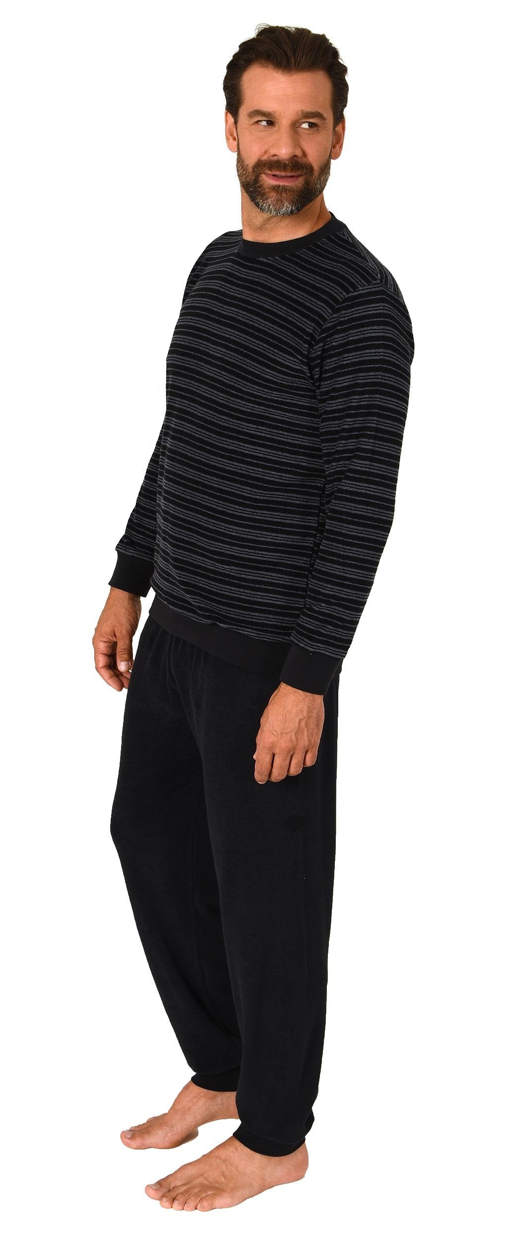 Normann Pyjama Herren langarm Frottee Schlafanzug mit Bündchen - auch in Üb günstig online kaufen