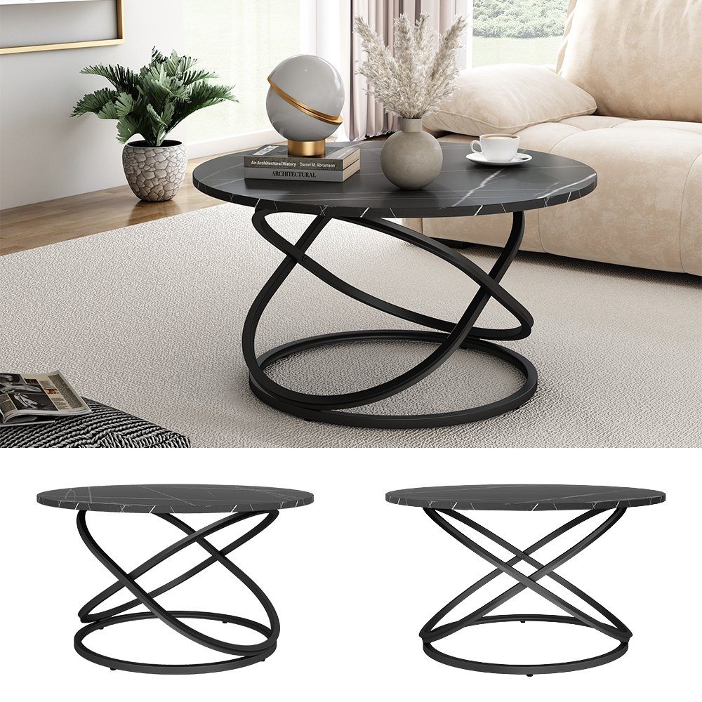 Vicco Couchtisch Calgary Schwarz/Schwarzer Marmor 79x46cm mit große Arbeits günstig online kaufen