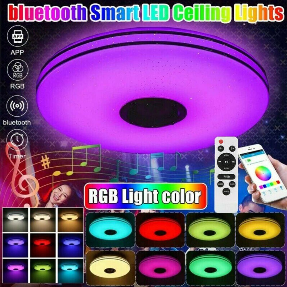 Smart LED Deckenleuchte Deckenlampe Dimmbar mit Bluetooth Musik Lautsprecher RGB 