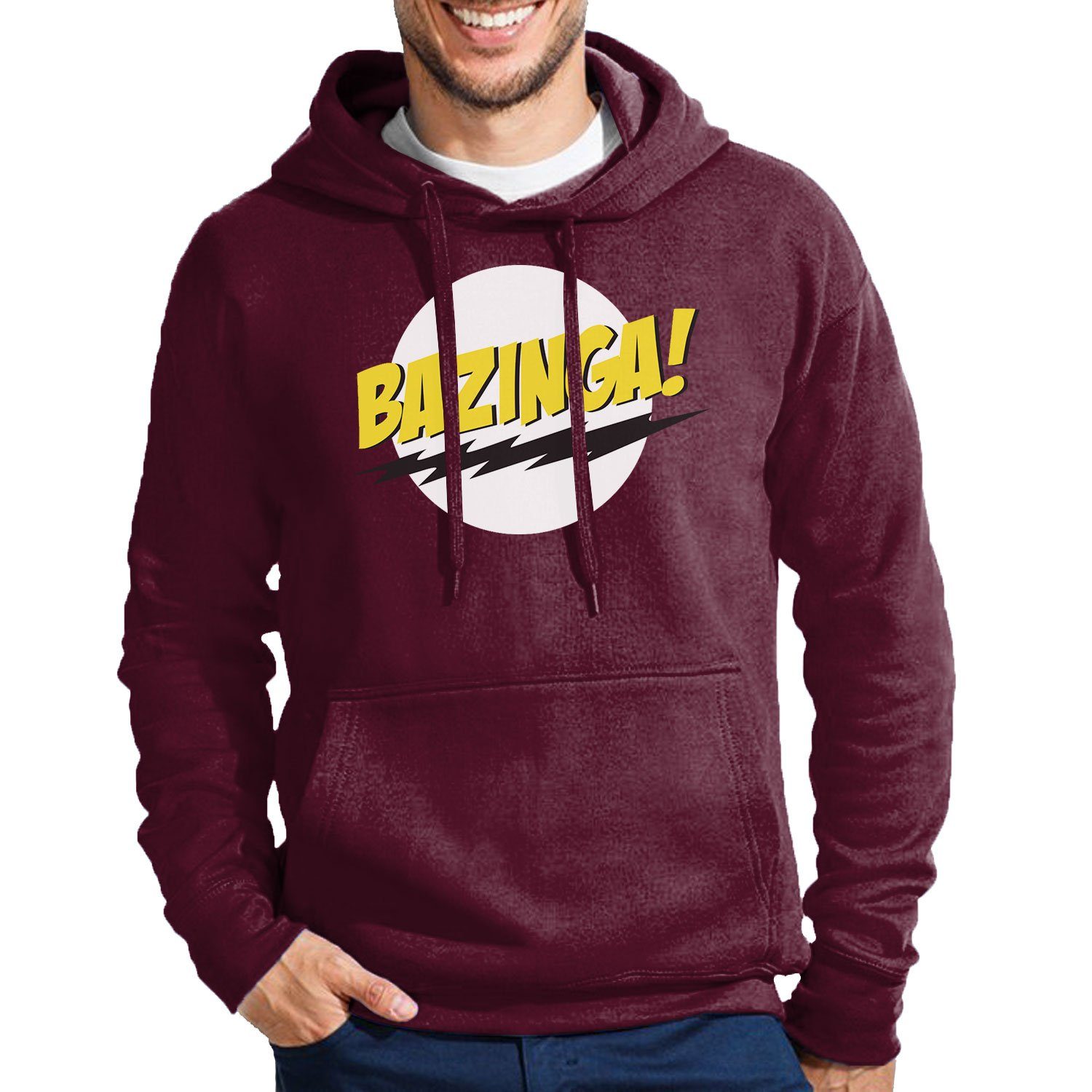 Blondie & Brownie Hoodie Herren Bazinga Logo Sheldon Big Bang Theorie Mit Kapuze Burgund