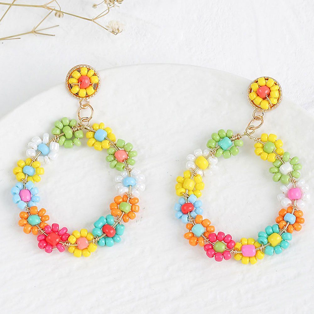 AUzzO~ Paar Ohrhänger Paar Ohrringe Ladies Jewelry Bridal Multicolor Floral Cute Earrings