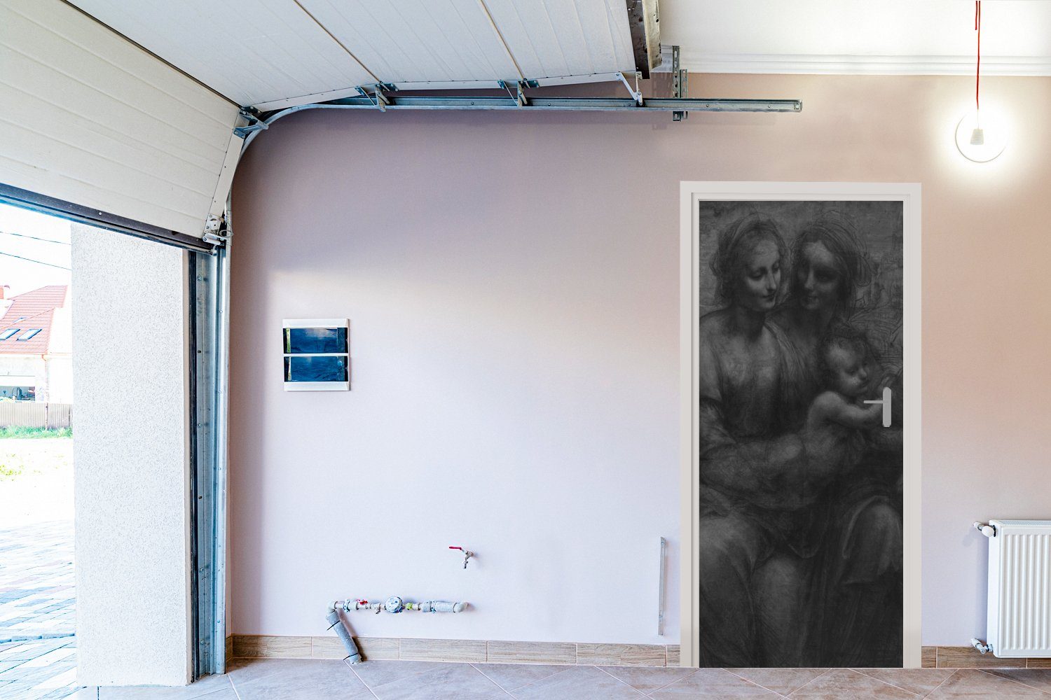 MuchoWow Türtapete Maria mit Vinci, und Tür, Leonardo bedruckt, da Heilige Türaufkleber, Fototapete St), Matt, - Kind cm für (1 75x205 die Anna