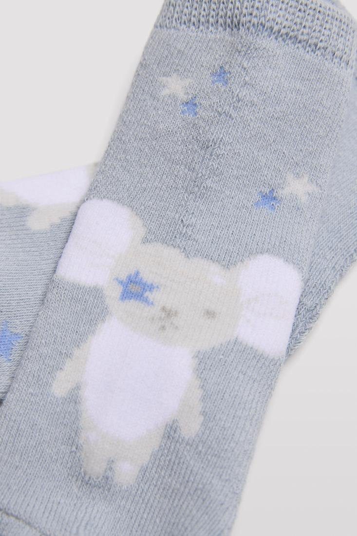 YSABEL MORA Thermosocken Ysabel Mora 2er Pack Baby Thermo Strümpfe Socken Maus hellgrau Ringel (2-Paar)