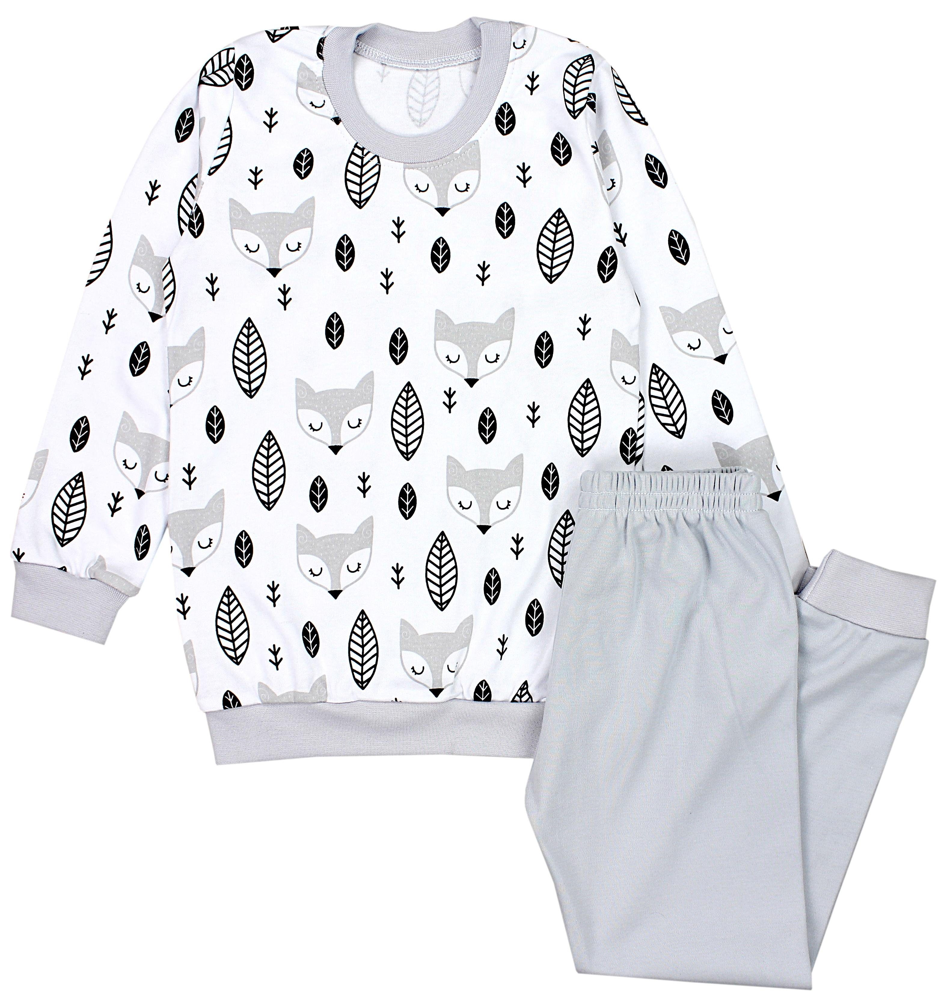 Jungen Pyjama Grau Kinder Nachtwäsche Set TupTam Schlafanzug Langarm Schlafanzug Füchse 2-teilig