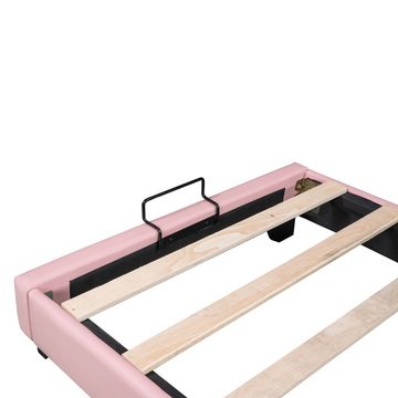 OKWISH Bett Einzelbett Kinderbett Polsterbett (mit Lattenrosten und Rückenlehne, mit Kronenformung), Ohne Matratze