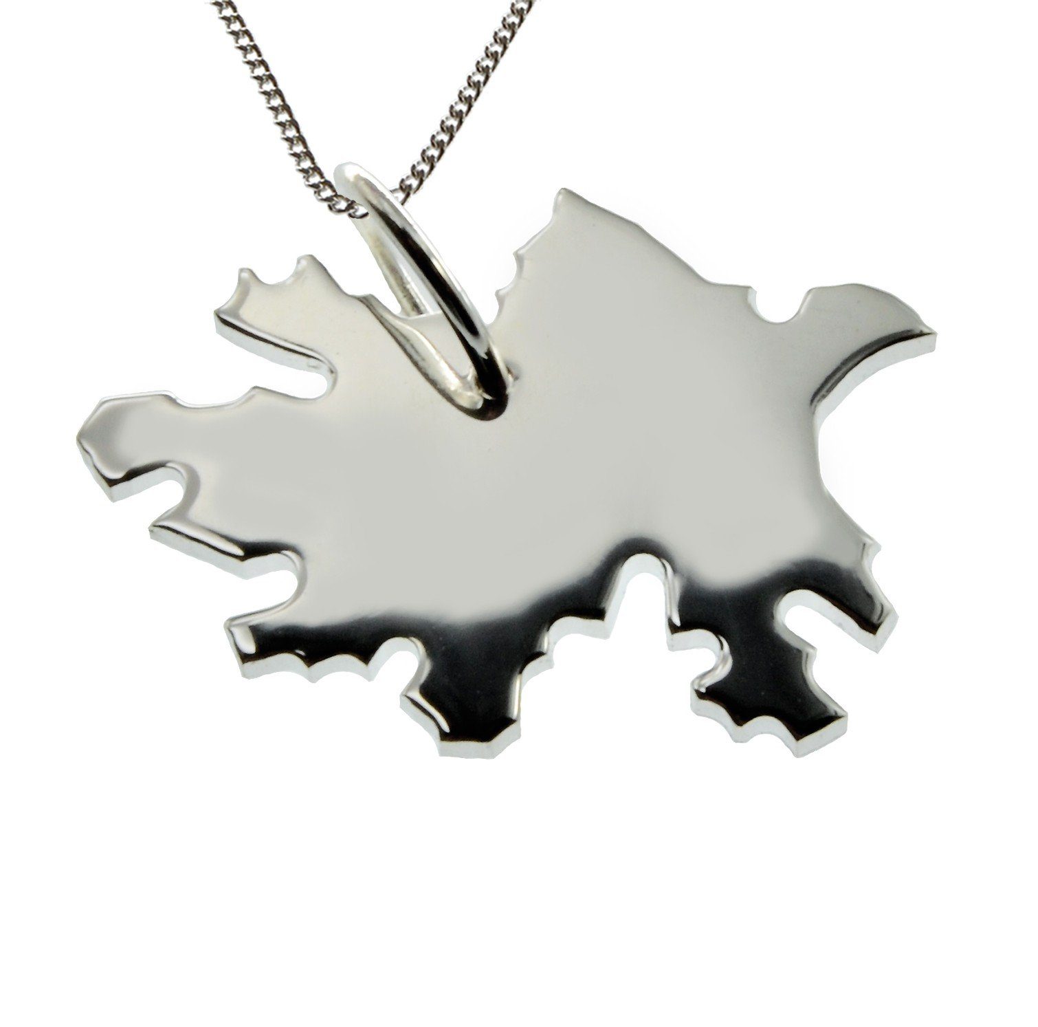 Kette mit Anhänger 50cm Halskette + Azberbaijan Anhänger in massiv 925 Silber