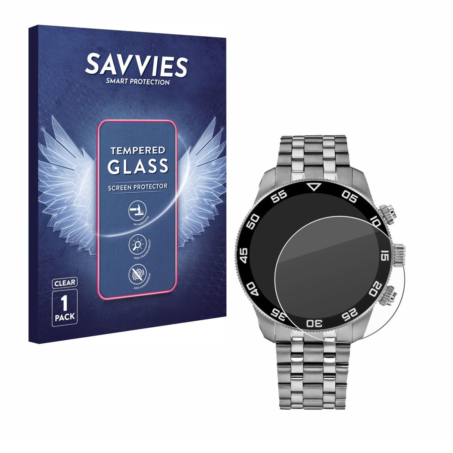 Savvies Displayschutzglas Schutzglas für Tommy Hilfiger TH85 1792156, Displayschutz 9H Glas Klar Transparent