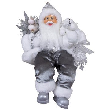 Christmas Paradise Weihnachtsmann Olaf 30cm sitzend (Dekofigur silber, 1 St., Weihnachtsdeko), Kantenhocker zum Hinsetzen