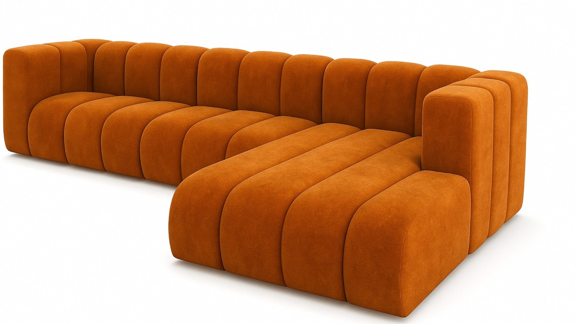 Kaiser Möbel Ecksofa Moderne aus Veloursstoff Salvador Grand L 318 cm, Ecksofa, Tiefe Sitzflächen,Premium-Velours Salvador,Design Soft-Cube