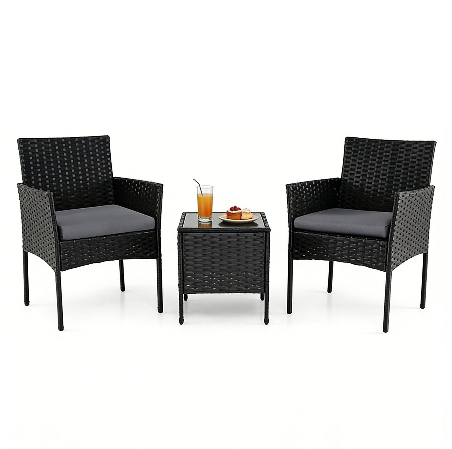 KOMFOTTEU Balkonset, (3-tlg), mit 2 Stühlen & Beistelltisch, Gartenlounge mit Kissen