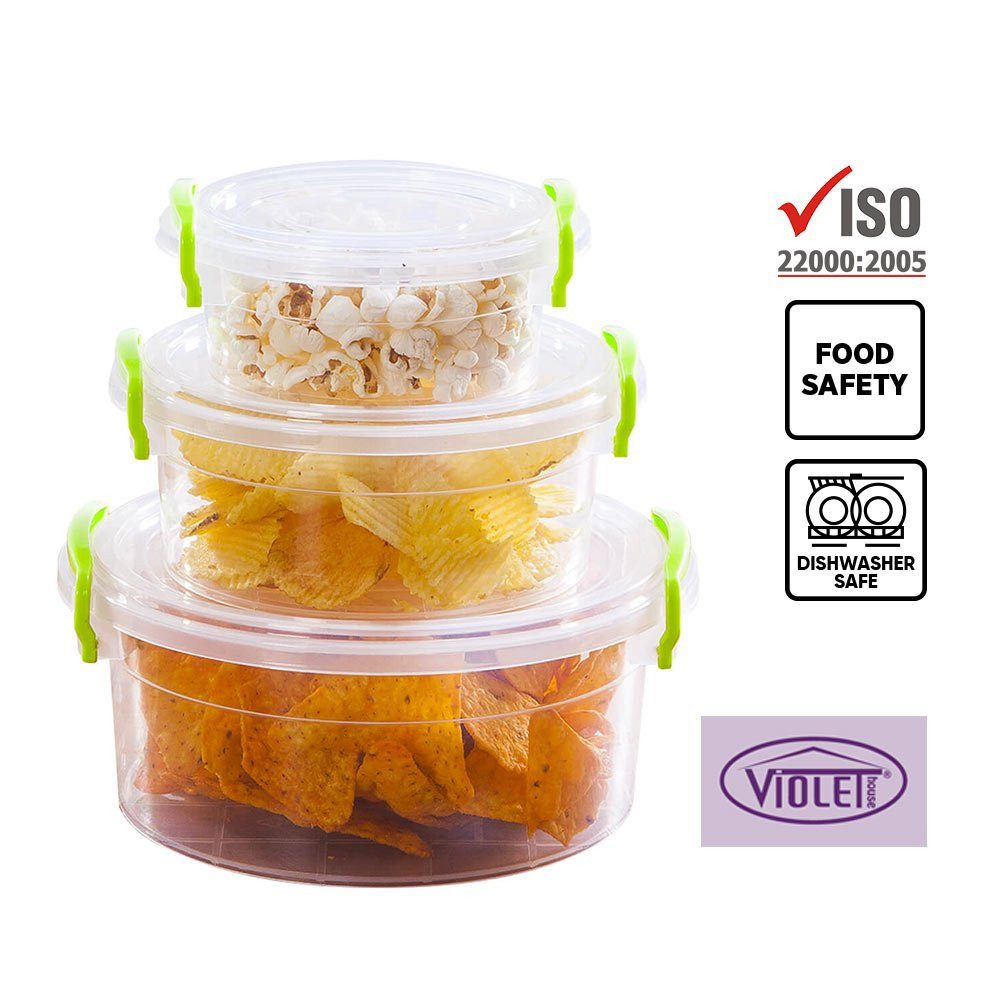 Dekonaz Aufbewahrungsbox Violet Rondo Frischhalteboxen Set 3 Teilig Grün (3 St)