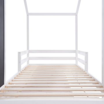 HAUSS SPLOE Kinderbett Kinderbett Hausbett Holzbett Bodenbett Bettgestell (Massivholz Bett mit 2 Schubladen ohne Matratze), 90×200cm, aus Kiefer Holz