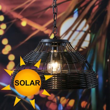 MARELIDA Hängeleuchte LED Solar Hängeleuchte Lampenschirm Korboptik Solarleuchte, LED Classic